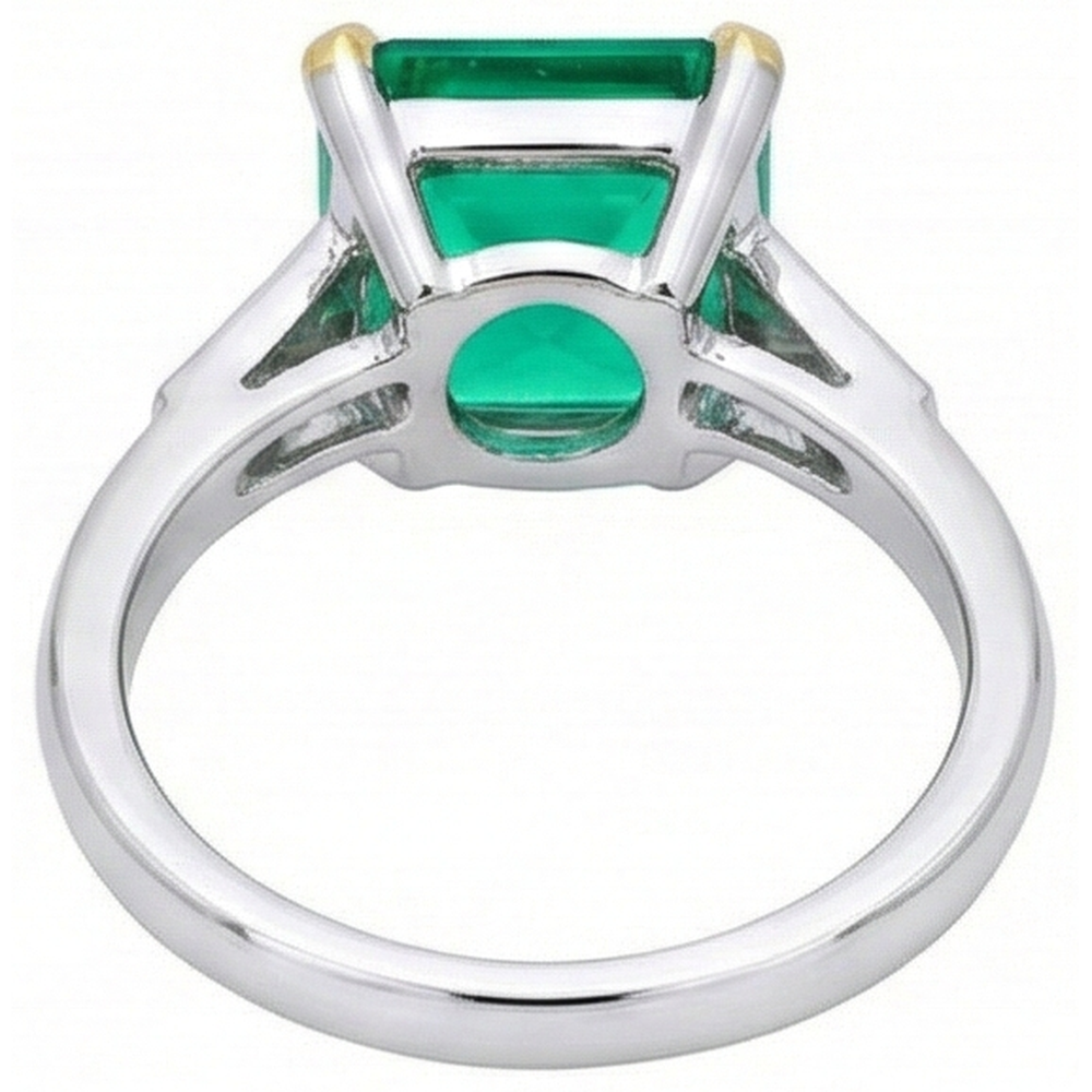 Authentischer Kolumbianischer Smaragd Edelstein-Ring – Rückansicht