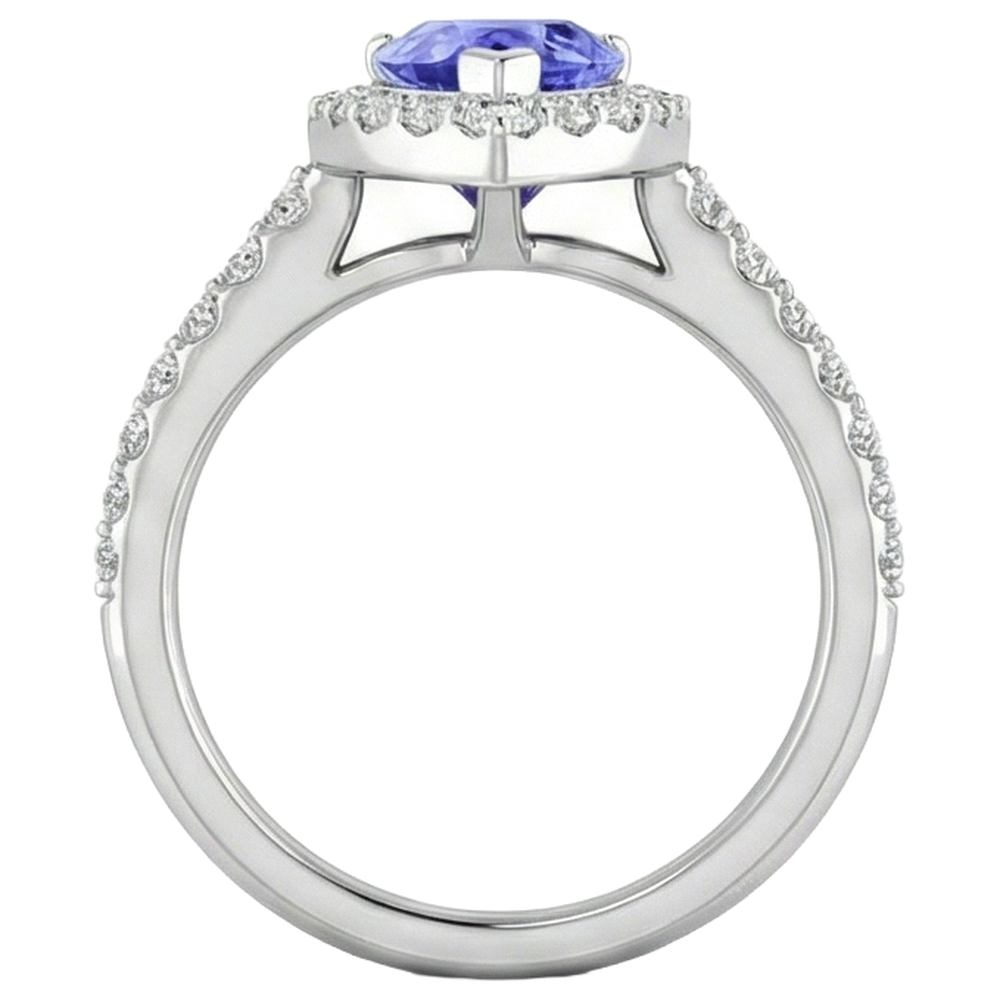 echter round tansanit 3.95Karat ring mit Diamantbesatz