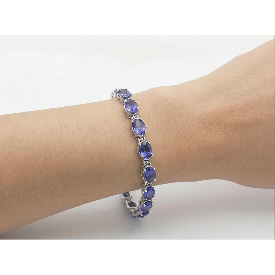 Blauer Saphir Diamant Tennisarmband Krappen Set 18 Karat Schmuck