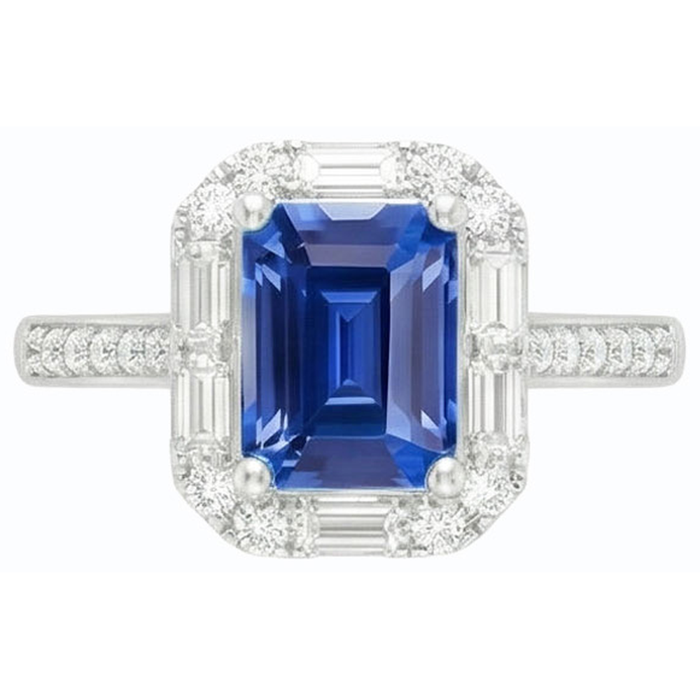 echter baguette diamant 3Karat ring auf Weiß
