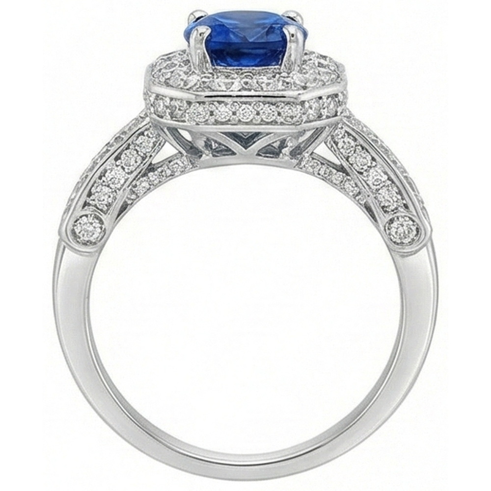 echter oval diamant 2Karat ring auf Weiß