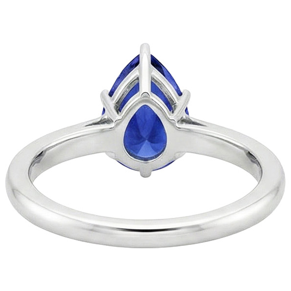 Blauer Saphir Solitärring 4 Karat Edelstein Weißgold 14K