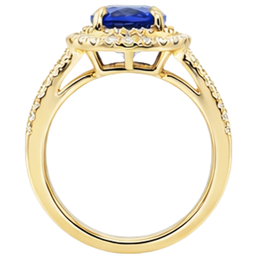 echter oval tansanit 6Karat ring mit Diamantbesatz