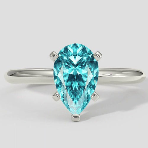 Bläulicher Paraiba-Ring 1,50 Tropfenschliff
