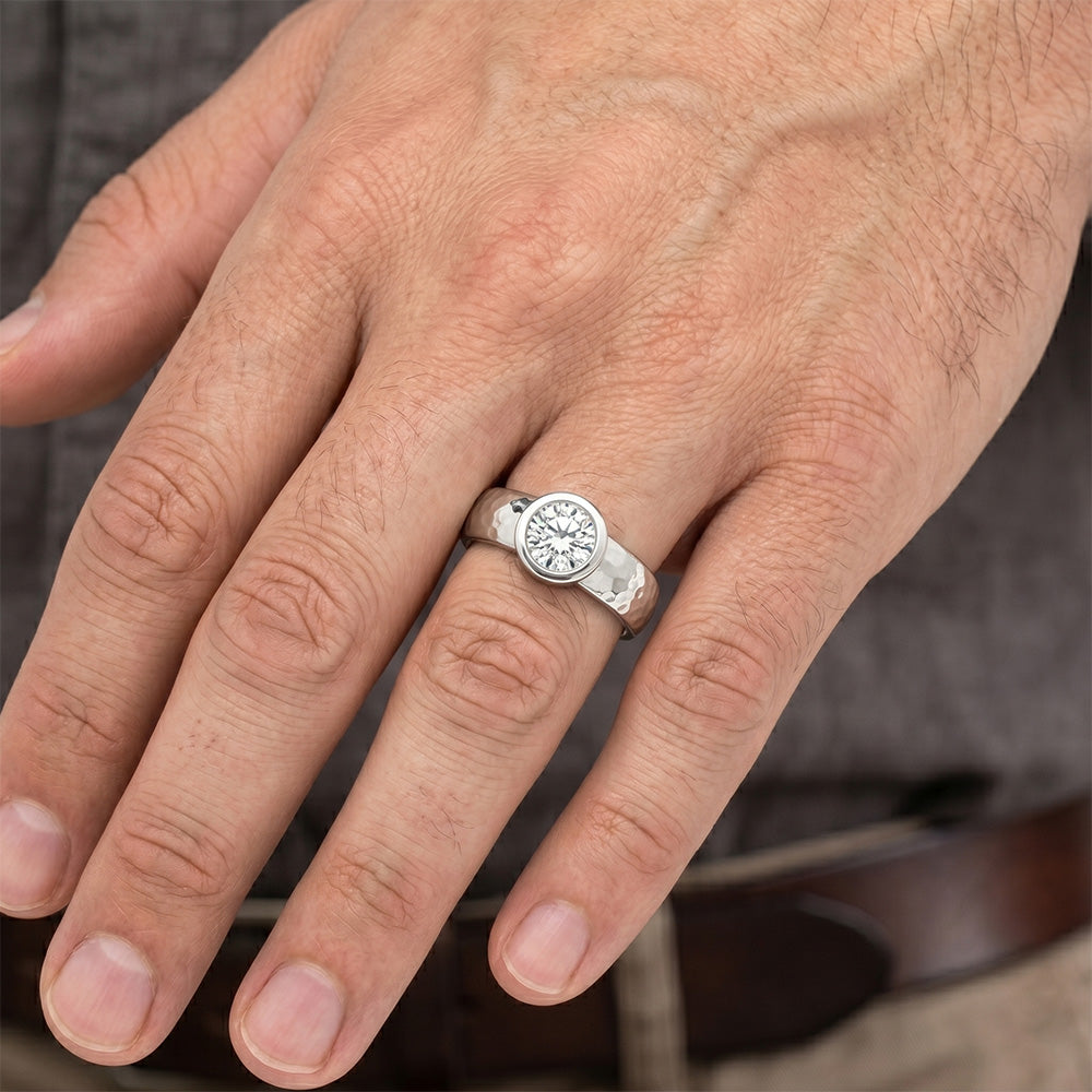 Brillantschliff Diamant Männer-Ring in 14K Weißgold – 1 Karat