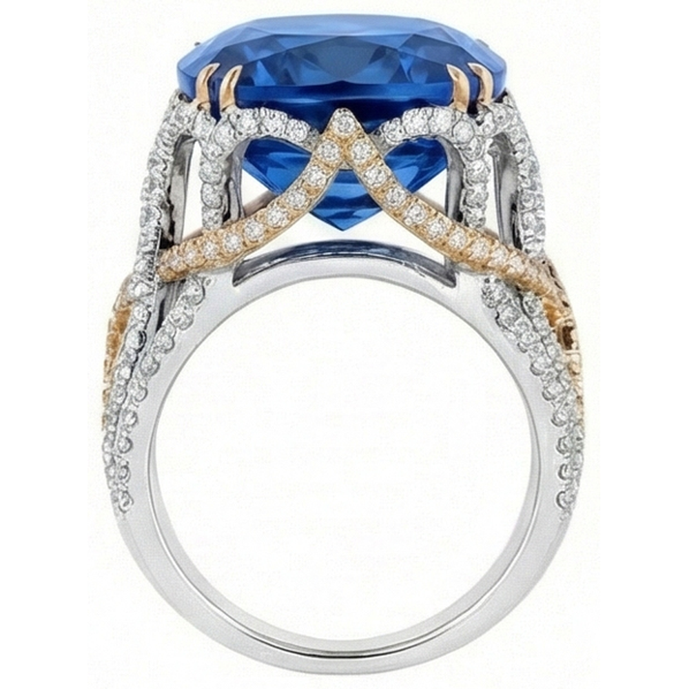 echter round diamant 8.50Karat ring Profilansicht