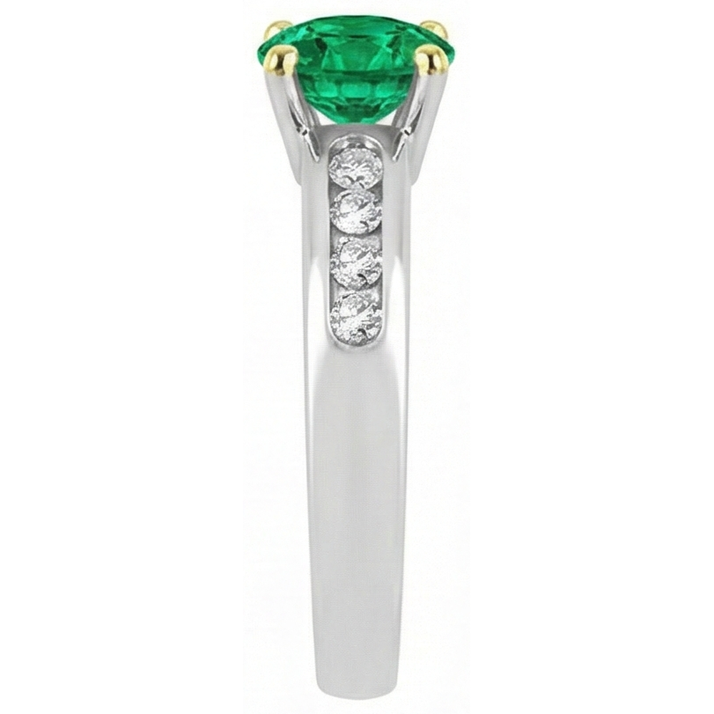 Schmuckstein-Ring Zweifarbiges 14K Gold mit Kolumbianischer Smaragd – Draufsicht