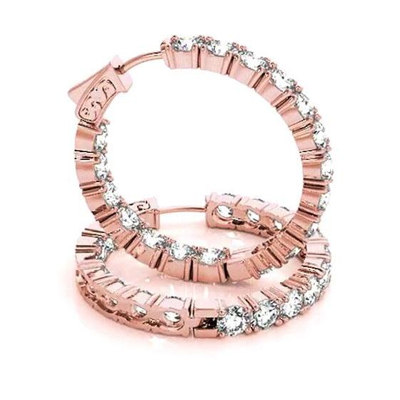Creolen Runde Natürliche Diamanten 7,20 Karat Roségold