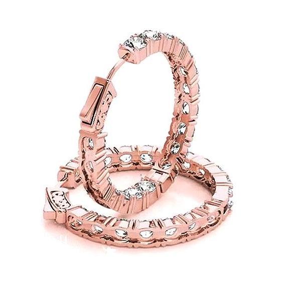Creolen Runde Natürliche Diamanten 7,20 Karat Roségold
