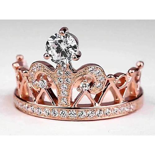 Crown Style Runder Natürliche Diamant Jubiläumsring 1,50 Karat Roségold 14K
