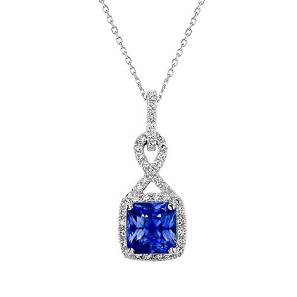 Schmuckstein-Anhänger 14K Weißgold mit Kornblumenblauer Saphir – Hauptansicht