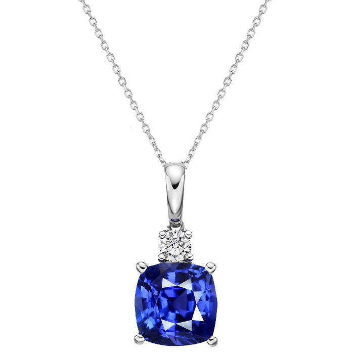Stein-Halskette 14K Weißgold mit Royalblauer Saphir – Hauptansicht