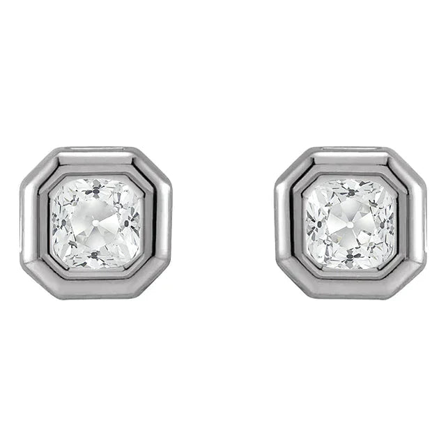 Authentischer Brillant Ohrstecker 2 Karat 14K Weißgold – Frontansicht
