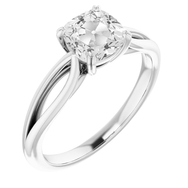 Echter Brillant Solitär-Verlobungsring 5 Karat 14K Weißgold – Hauptansicht