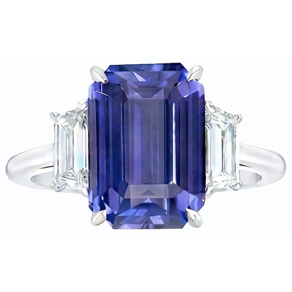 echter baguette diamant 4Karat ring auf Weiß