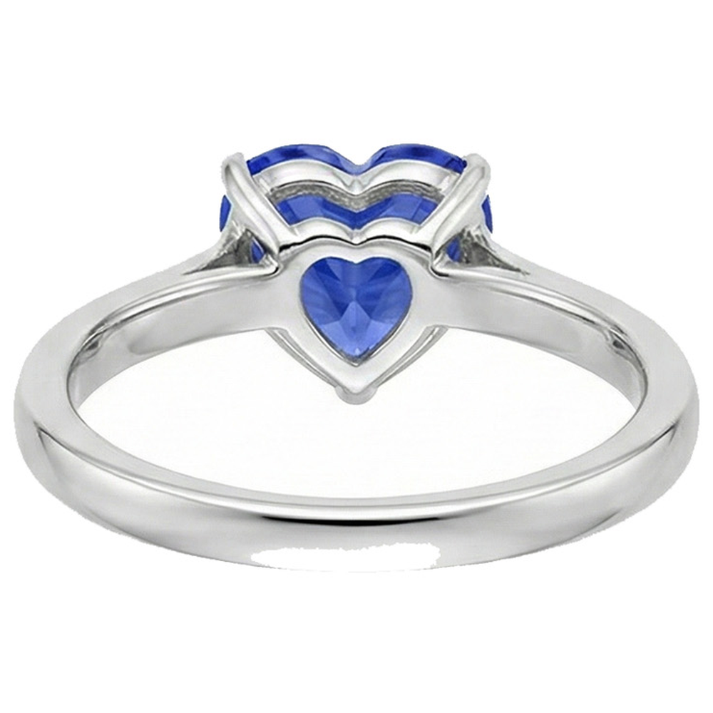 Damen Solitärring Herz Hellblauer Saphir 14K Gold 2 Karat