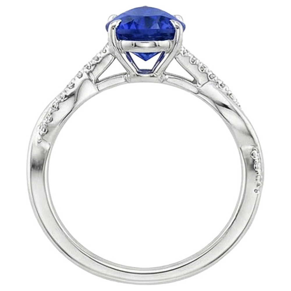 Damen Verlobungsring Diamant & Birne Blauer Saphir Weißgold 5 Karat