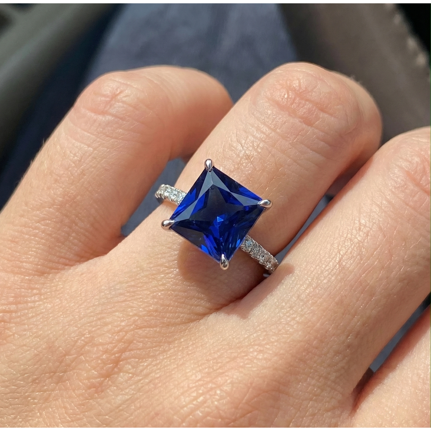 echter princess diamant 4.75Karat ring mit Diamantbesatz