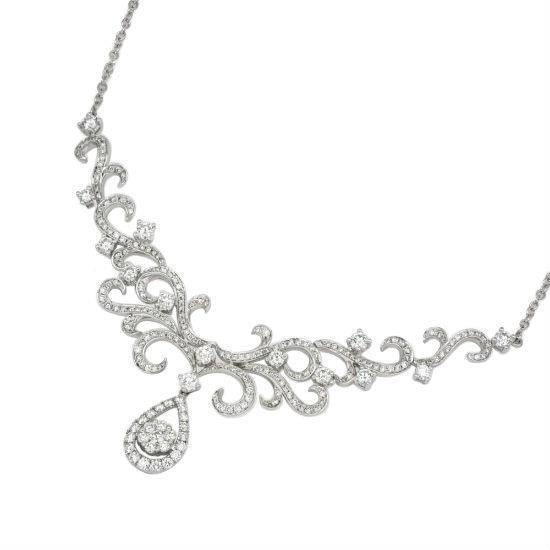 Damen Halskette Rund Brillantschliff 8 Karat Echt Diamanten Weißgold