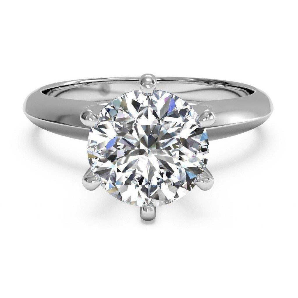 Damen Solitaire Runder Natürliche Diamant Ehering Weißgold 14K