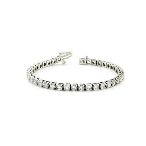 Damen Tennisarmband Rundschliff Echt Diamanten Weißgold 14K 14 Karat