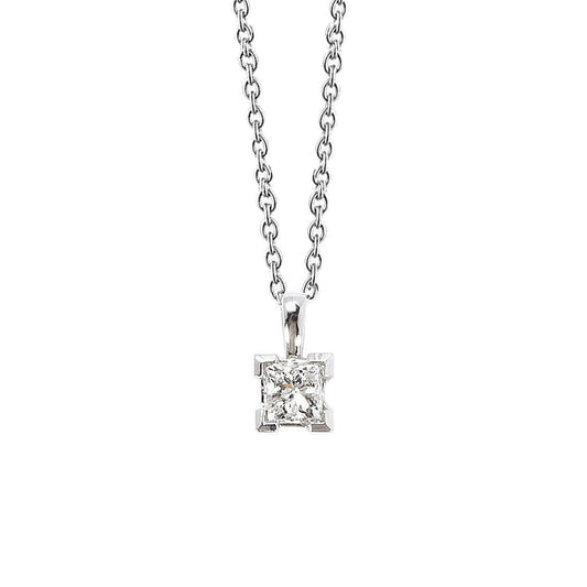 Damen Weißgold 1,00 Karat Solitär-Echt Diamant-Anhänger-Halskette