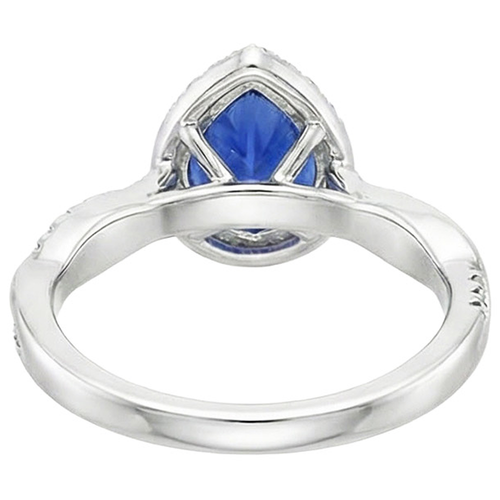 Diamant Halo Blue Sapphire Solitaire mit Akzenten Ring 5,50 Karat