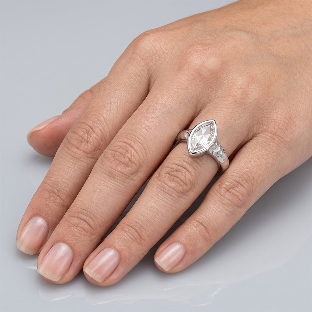 Diamant Solitär-Ring – Rosen-Schliff 1,25 Karat 14K Weißgold