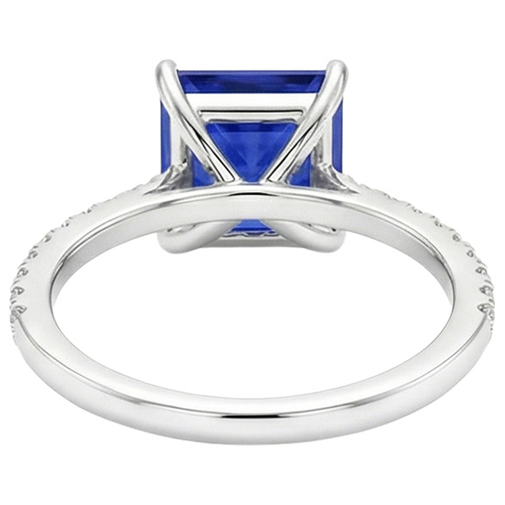 Diamant-Verlobungsring Prinzessin Blauer Saphir Akzent 5,50 Karat