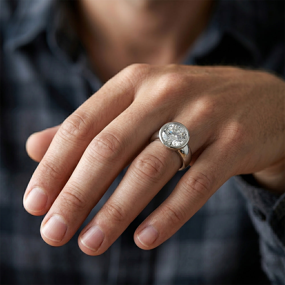 Diamant im Rund-Brillant Herrenring 2 Karat – 14K Weißgold