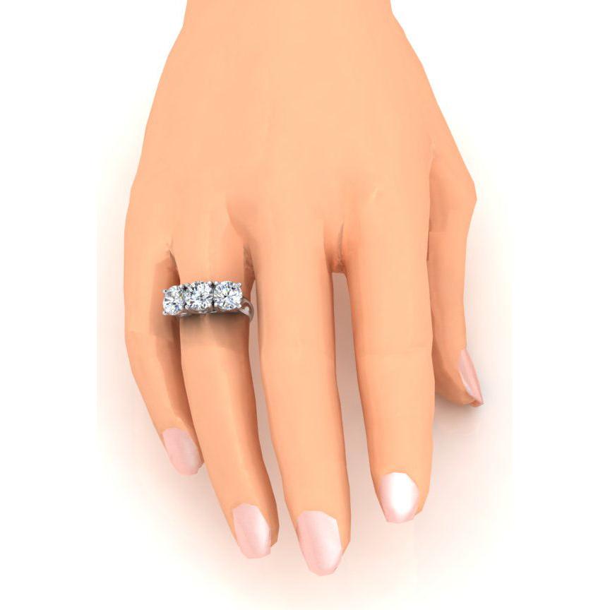 Diamant Band Echt 3 Stein Gold Weiß