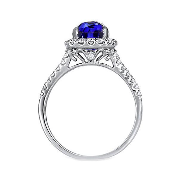 Diamant Halo Oval Blue Saphir Ring Split Shank 5,50 Karat Schmuck