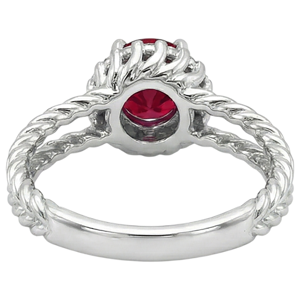 Diamantring Rubin und Diamanten 2 Karat Weißgold 14K Schmuck