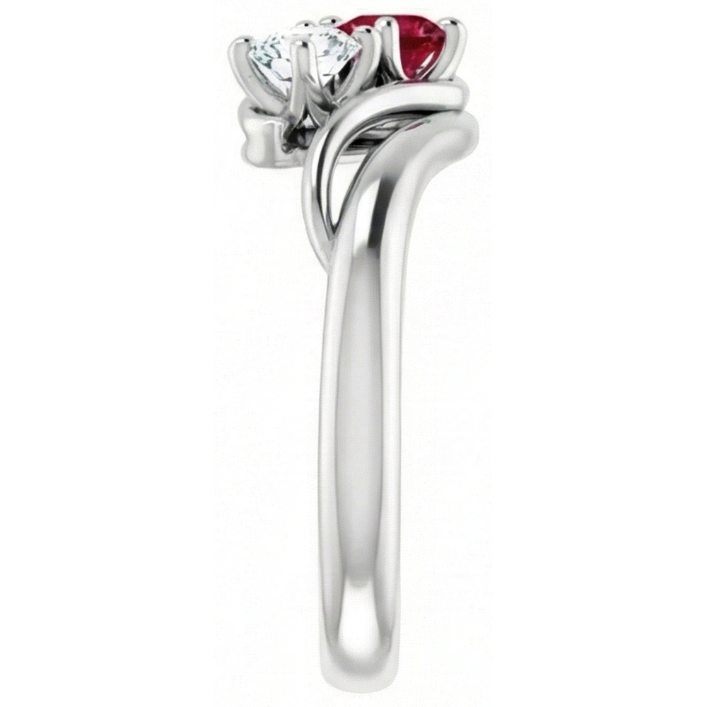 echter round rubin 1.50Karat ring Profilansicht