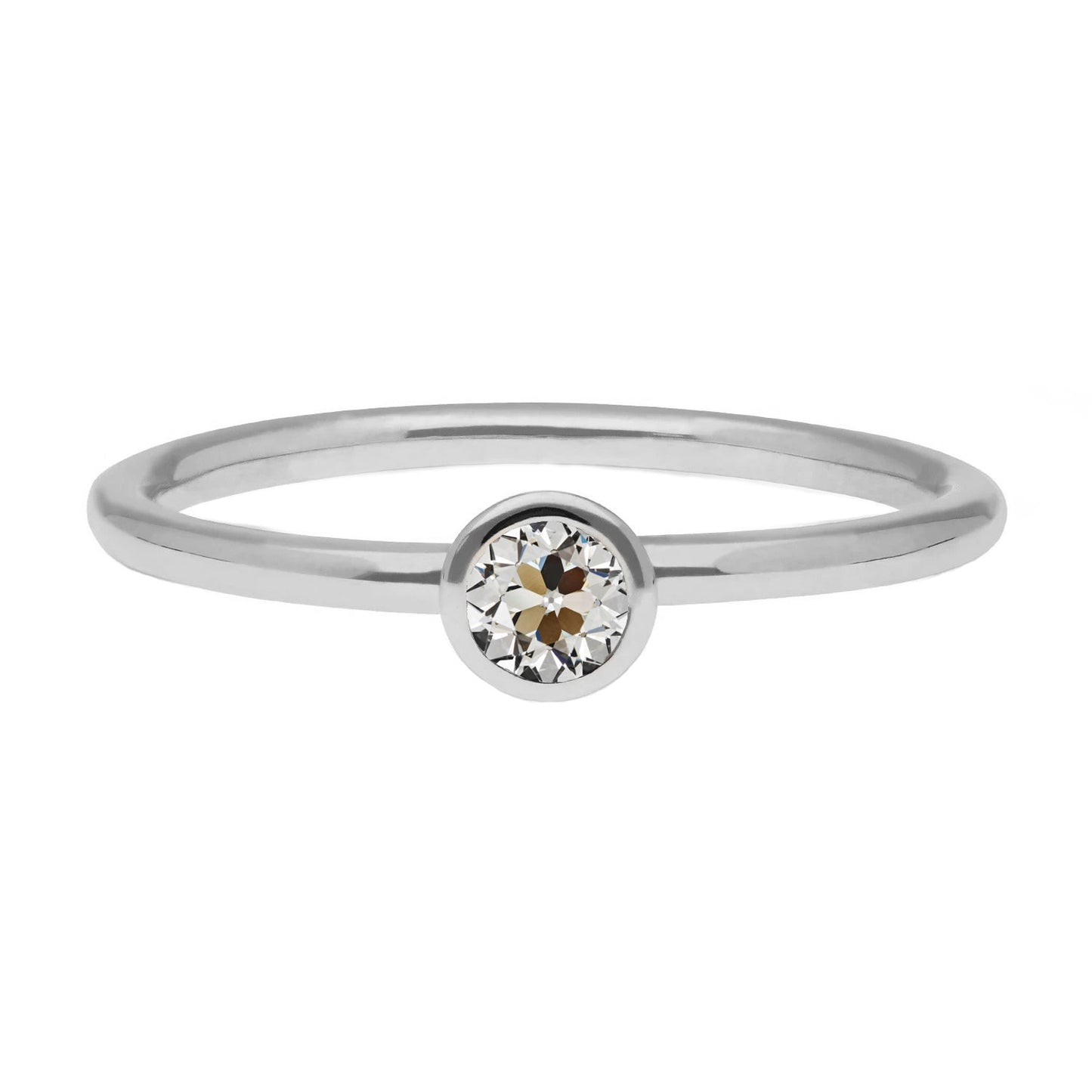 Brillant Antik-Kissen-Schliff Einzelstein-Ring in 14K Weißgold – Hauptansicht