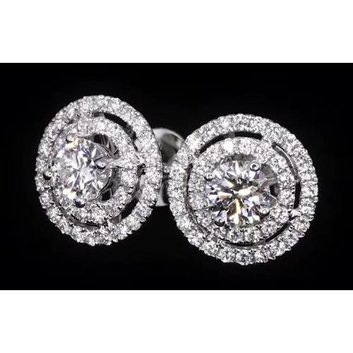 Doppel-Halo-Echt Diamant-Ohrstecker 3,50 Karat