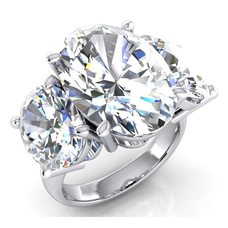Drei Stein Echt Große Ovaler Diamant Ring