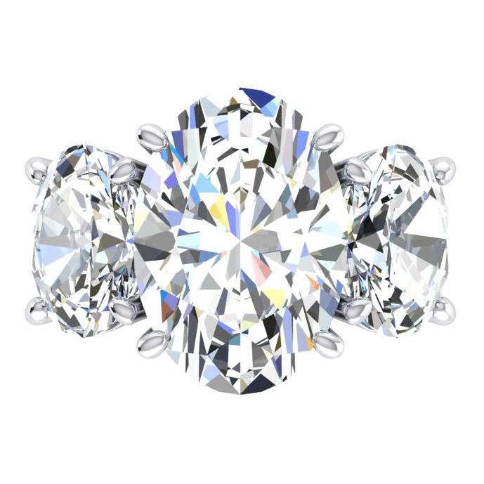 Drei Stein Echt Große Ovaler Diamant Ring
