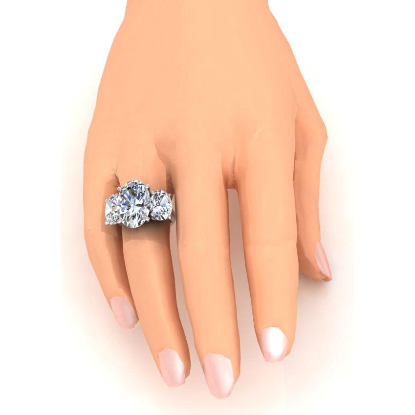 Drei Stein Echt Große Ovaler Diamant Ring