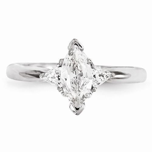 Drei-Stein-Natürliche Diamant-Verlobungsring 1,30 Karat 14K Weißgold