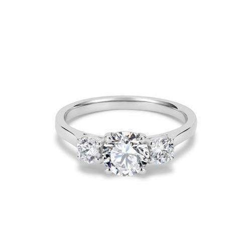 Drei-Steine-Jubiläumsring Mit Rundem Echt Diamanten 2,70 Ct Weißgold 14K