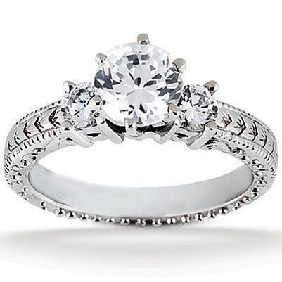 Drei Steine 3,20 Karat Echt Diamanten Antik-Stil Ring Weißgold 14K
