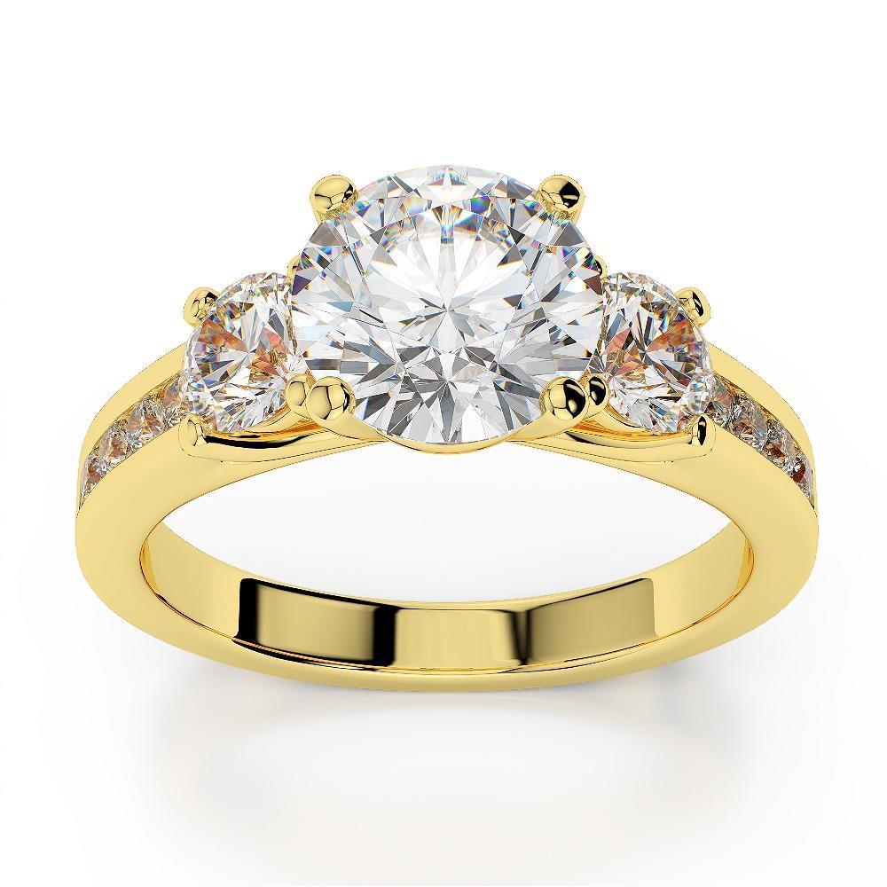 Drei Steine Runder Brillantschliff 3,90 Karat Echt Diamant-Jubiläumsring