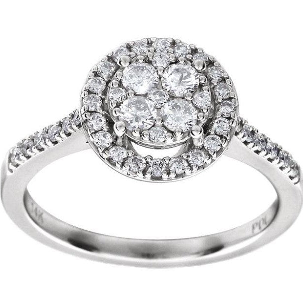 Echt Diamant-Halo-Kathedralenfassung Verlobungsring Damenschmuck