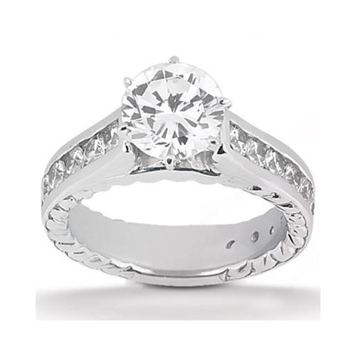 Echt Diamant-Verlobungsring Mit Akzenten 4,21 Karat Weißgold 14K