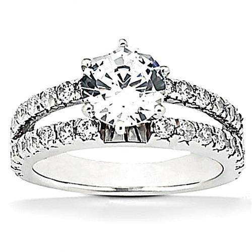 Echt Diamant-Verlobungsring Mit Geteiltem Schaft In Krappenfassung 2.50 Karat WG 14K
