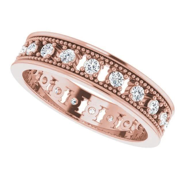 Echt Diamant Ewigkeit Band Antik-Stil 1 Karat Roségold 14K