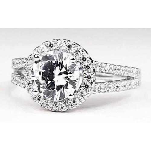 Echt Diamant Halo Verlobungsring 3.50 Karat Weißgold 14K