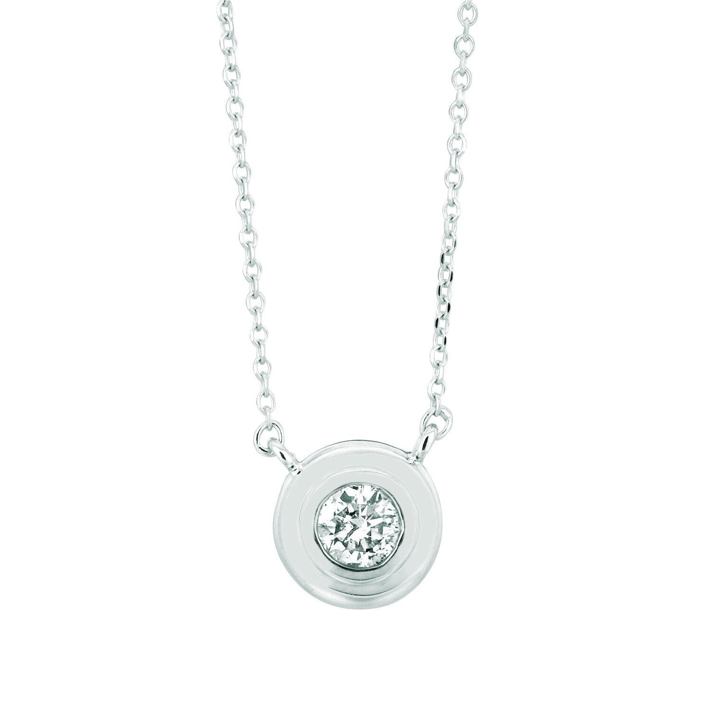 Echt Diamant Lünette Halskette Anhänger 0,30 Karat 14K Weißgold