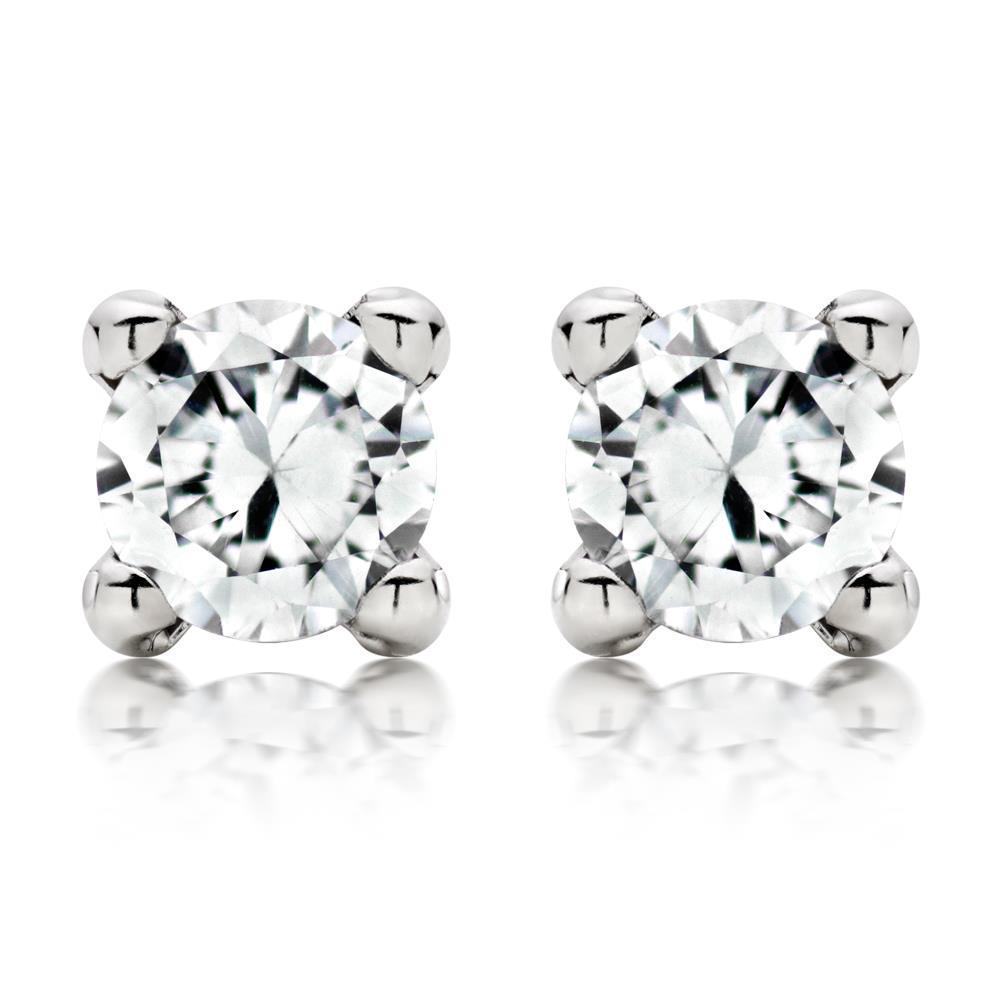 Echt Diamant Ohrstecker 3 Karat Vier Zinken Set Weißgold Schmuck